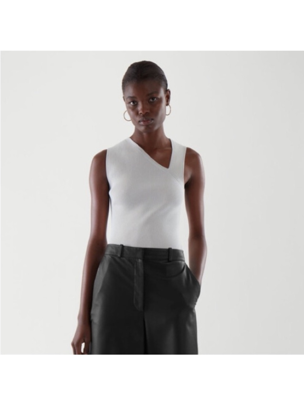 COS Cream Ribbed Knit Sleeveless Top